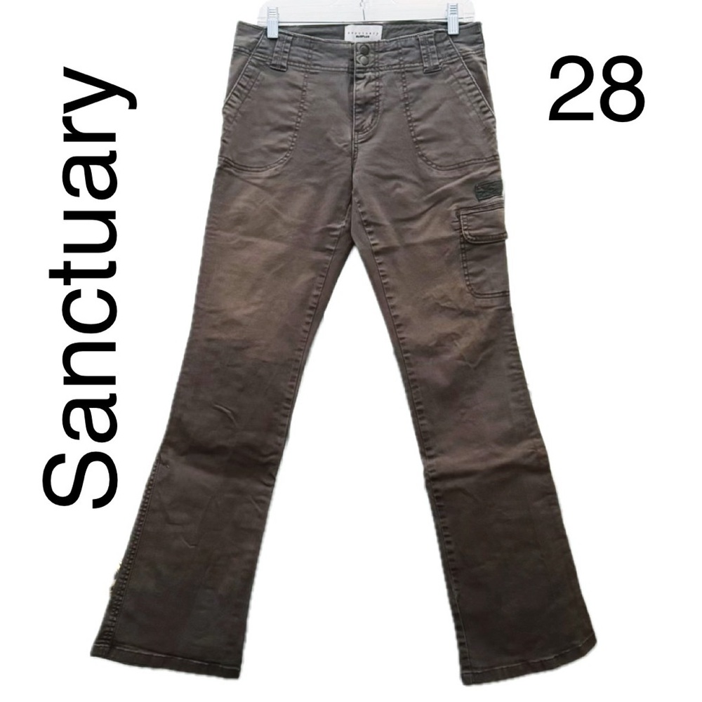 Sanctuary surplus, gray cargo pants, boot cut, size 28